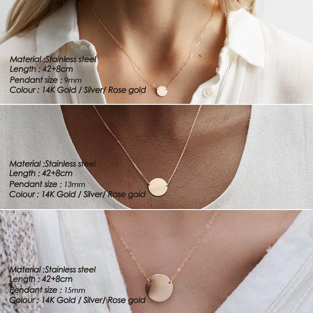 EManco Round Stainless Steel Necklaces for Women Korean Pendant Gold Choker Necklace for Women Fashion Jewelry