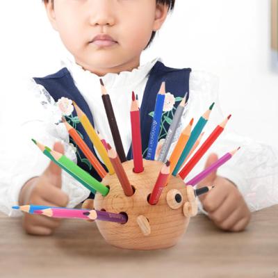 Kugelfisch Stifthalter Schreibtisch Organizer Ständer Display Holzstift mit 24 Buntstiften