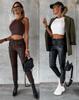 European & American Autumn/Winter Street Style Waist-Cinching Leather Drawstring Pants