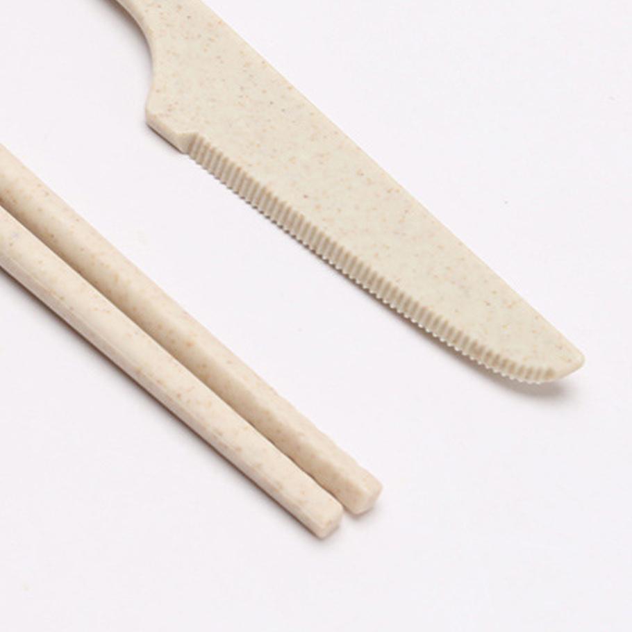 7pcs Detachable Portable Plastic Flatware Set, Reusable Cutlery Set Chopsticks Fork Spoon and Brush Set
