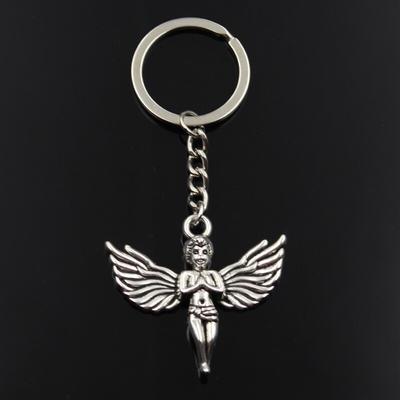 Fashion Keychain 40x45mm 3D Love Angel Cupid Silver Color Pendants DIY Men Jewelry Car Key Chain Ring Holder Souvenir For Gift