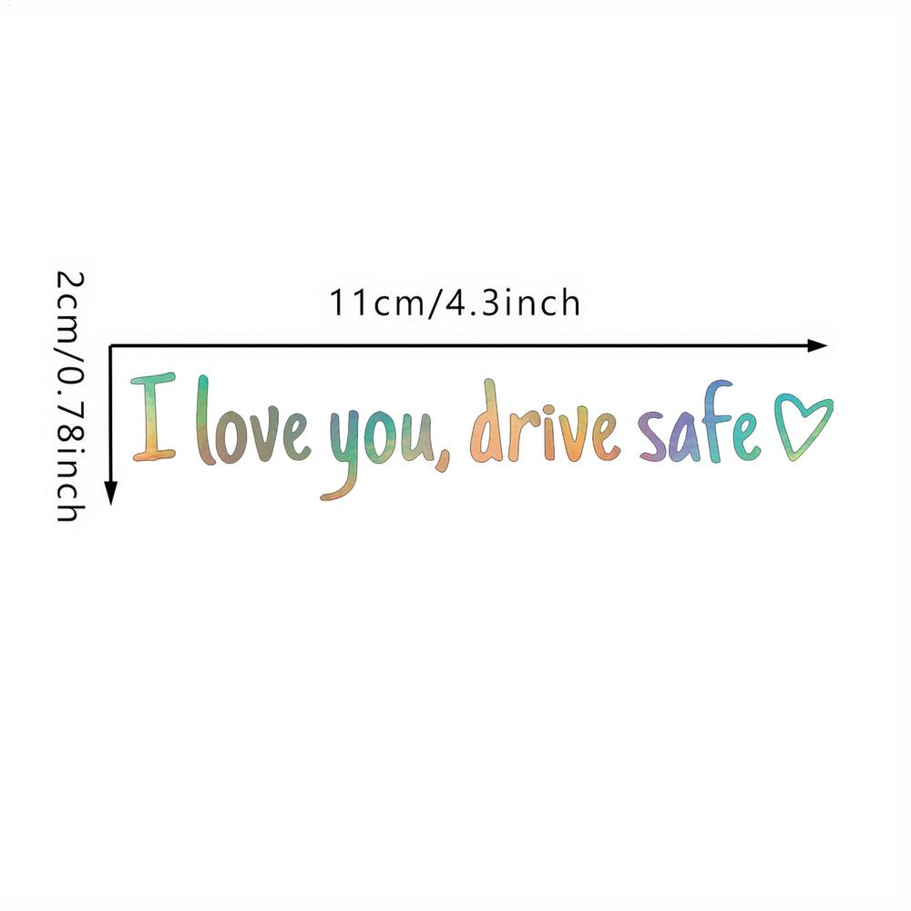 "I Love You Drive Safe" Mirror Decal, Waterproof Rear View Mirror Sticker Heartfelt Car Accessory for Drivers, Friends & Family