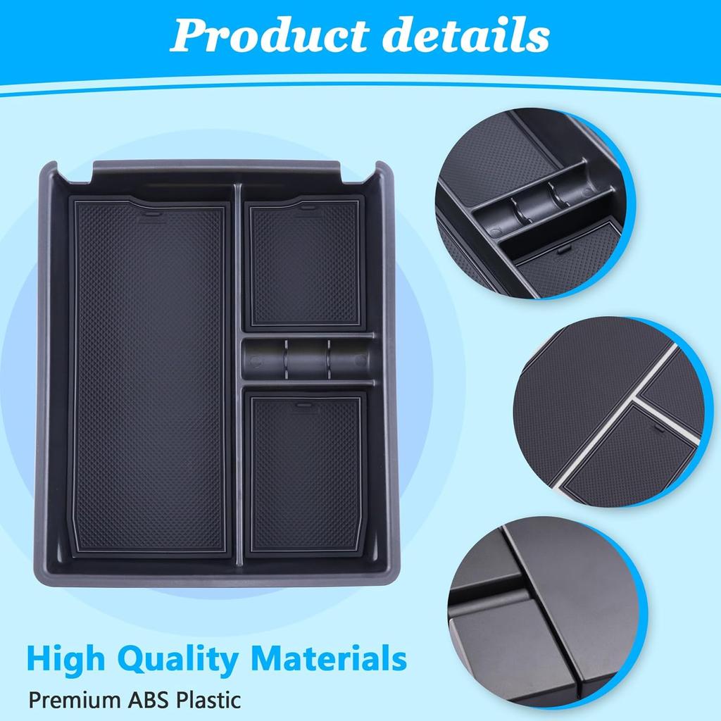 Center Console Organizer Tray Compatible With -2025 2026 Chevrolet Silverado/GMC Sierra 1500, -2026 Silverado/Sierra 2500HD 3500HD, Armrest Storage