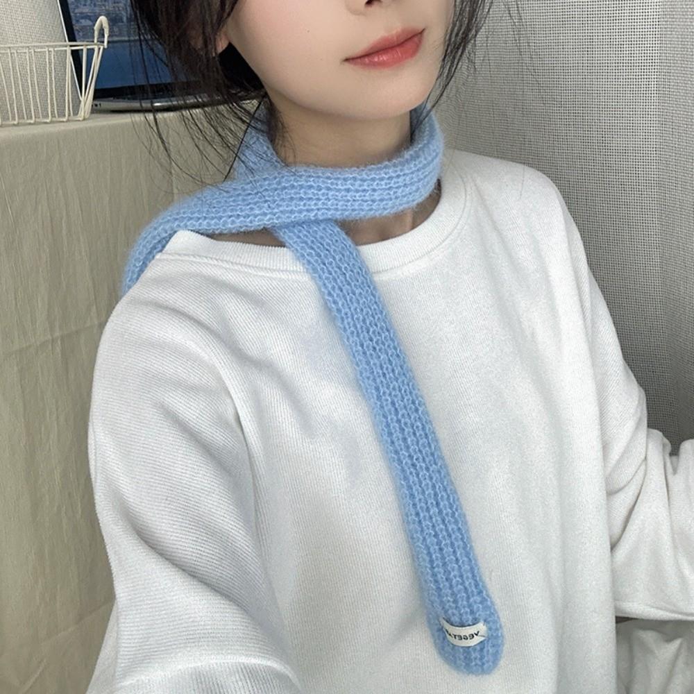 Korean Style Knitted Scarf Solid Color Sweet Scarf Cool Long Narrow Scarves  Spicy Girl