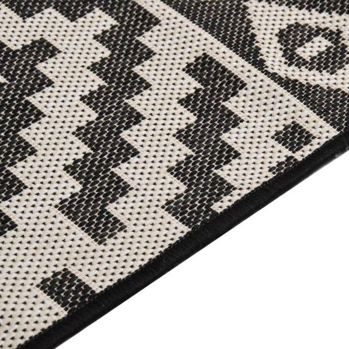 VidaXL Tapis à tissage plat d'extérieur 100x200 cm Rayures noires