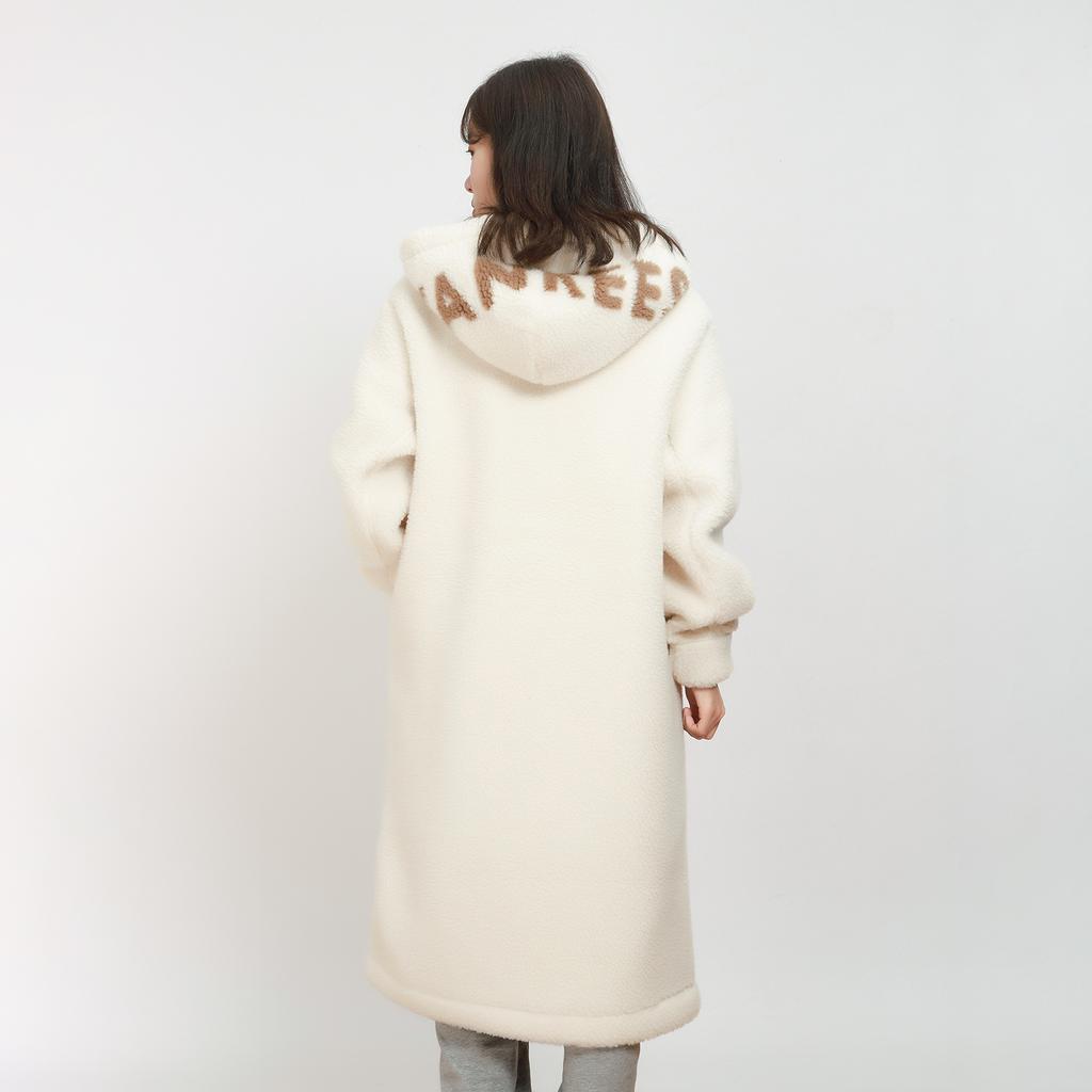 New MLB DUMBLE FLEECE New York Yankees Velvet Jackets Unisex Cream 3AJPF2816-50CRS