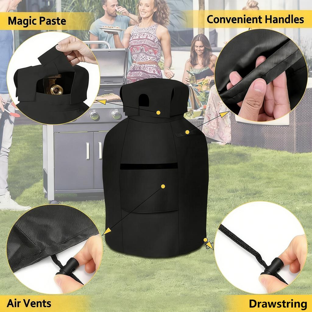 Customizable Dark Dust Proof Gas Storage Enclosure With Bottom Tie Cord And Control Access Outdoor Gas Tank Cover
