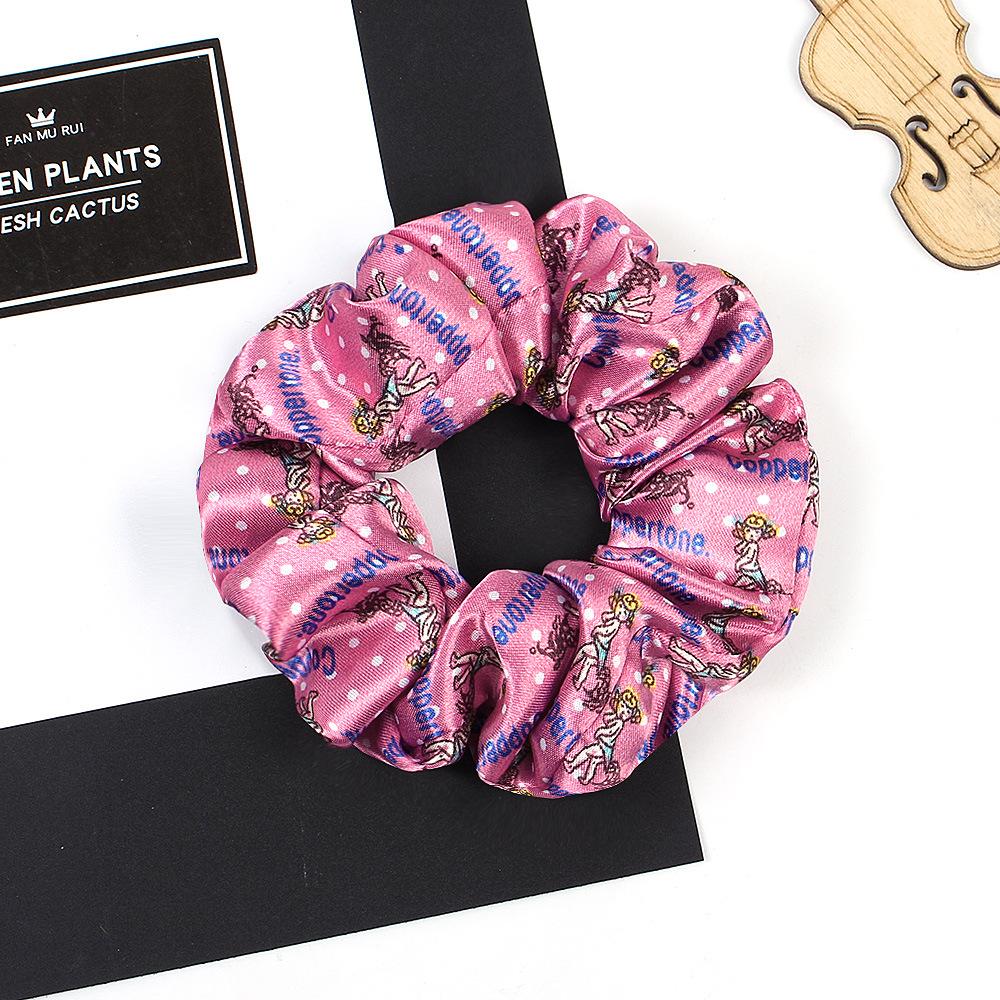 New Satin Printed Flower Floral Scrunchie Women Girls Elastic Hair Rubber Bands Accessories Tie Hair Ring Rope Holder Headdress