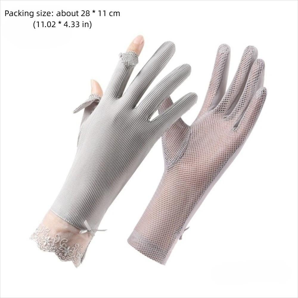 Lace Sun Protection Gloves UV Protection Ice Silk Gloves Lightweight Sunscreen Gloves for Summer