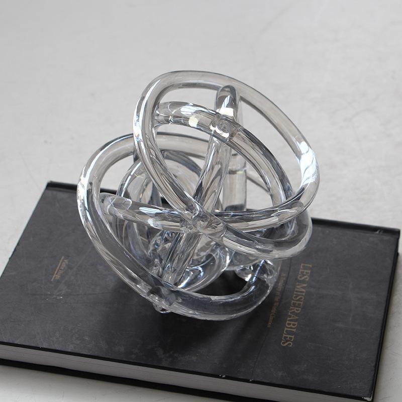 Creative Transparent Geometric Hand-made Glass Rope Hollow Coil Wound Ball Transparent Ornament Glass Craft Home Decoration