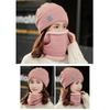 Thicken Plus Velvet Scarf Warm Knit Hat Cold-proof Neck Cover Solid Color Beanies Caps  Mens Womens