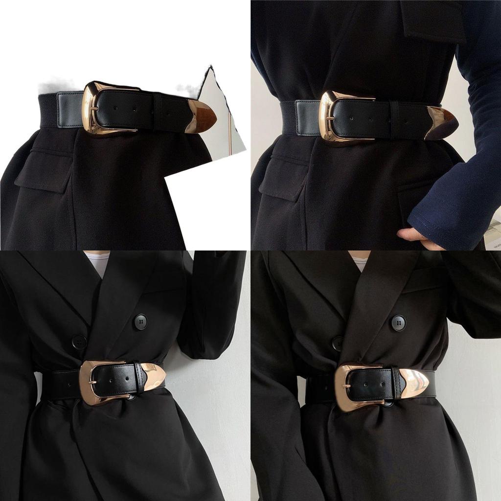 Modern Black Wide Pu Belt For Women Perfect For Dresses And Stylish Coats