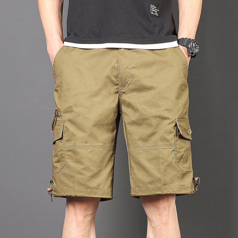

Летние мужские шорты-карго, модные корейские свободные брюки пять четвертей, мужские прямые повседневные брюки с несколькими карманами M жёлтый