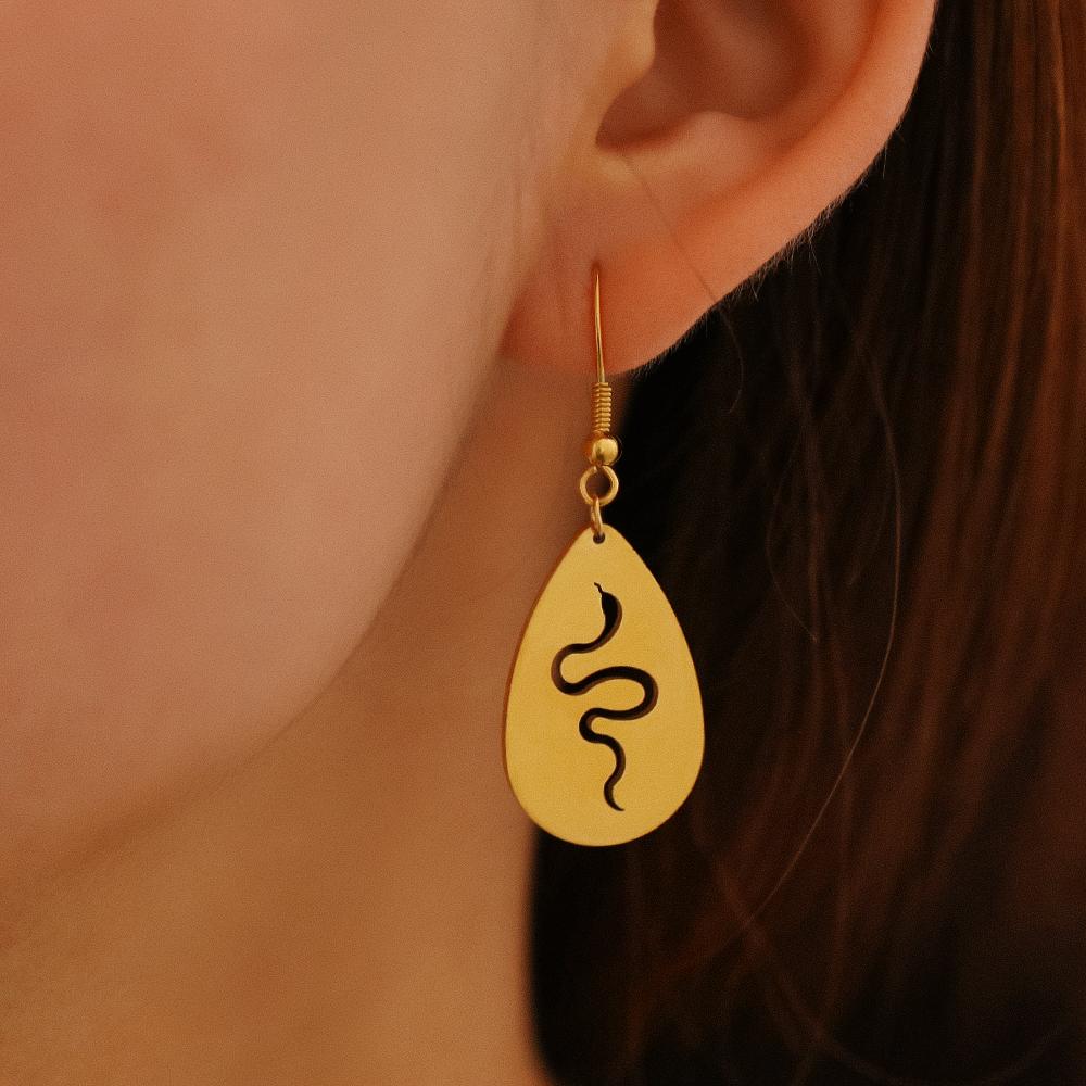 

Серьги из нержавеющей стали, новый дизайн, овальная бирка, полые змеиные узоры, индивидуальные модные висячие серьги для женщин, ювелирные изделия, подарок