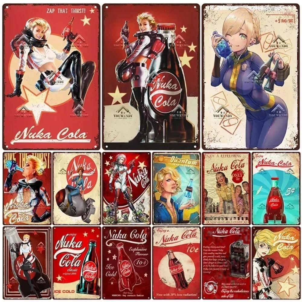 Nuka Cola Drink Posters Metal Sign - Ultimate Wall Decor for Pub Gaming Vibes, Retro Game-Themed Metal Art
