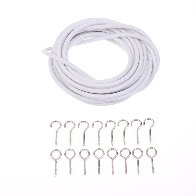 1 Sett Hvit PVC Stål Gardinskinne Tråd 2/3/5/6 Meter Gardin Fjærtau Med Kroker Øyer Veggopphengslinje