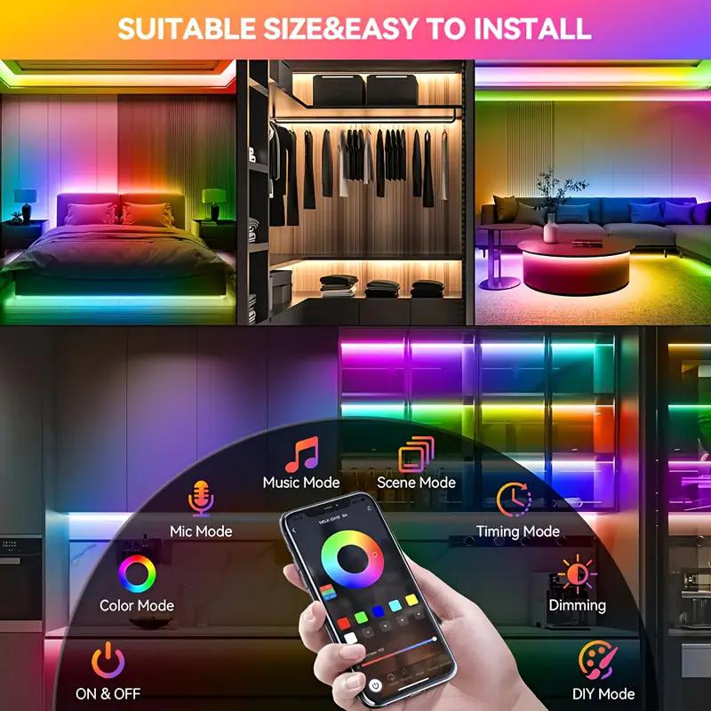 WS2812B RGBIC 5050RGB LED-Streifenlicht App-Steuerung Lauflichteffekte Flexibles Band Diodenband TV-Hintergrundbeleuchtung Raumdekoration