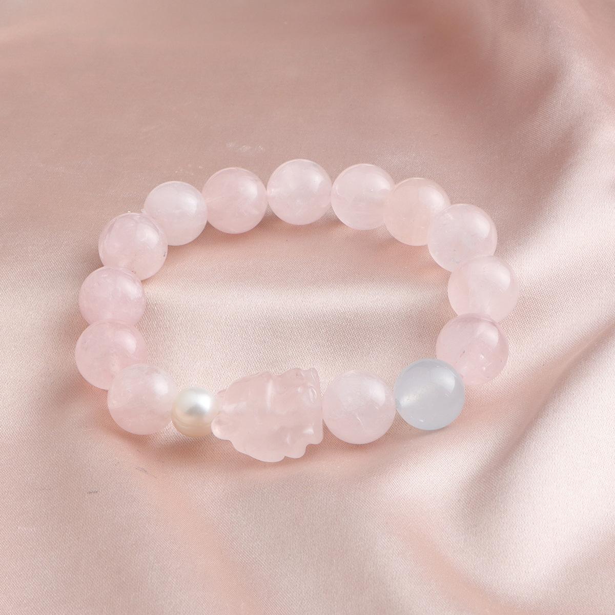 Bracelet powder crystal aquamarine pearl nine-tailed crystal bracelet fashionable and simple commuting dopamine national style