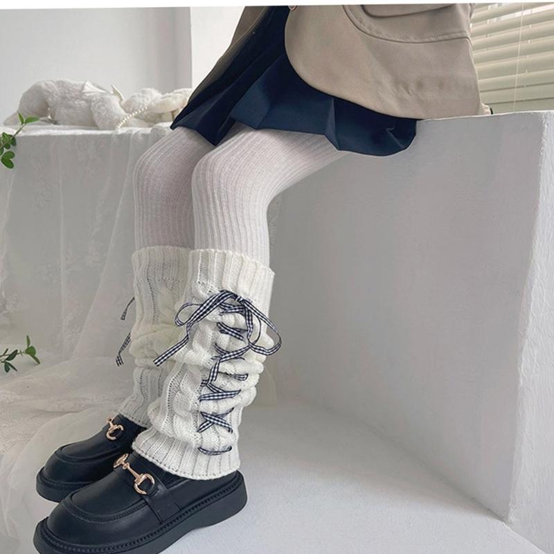 Fashion Leg Warmers for Little Girls Knee High Socks for Dress Toddler Slouchy Lace Up Bowknot Socks Thick Warm Leggings