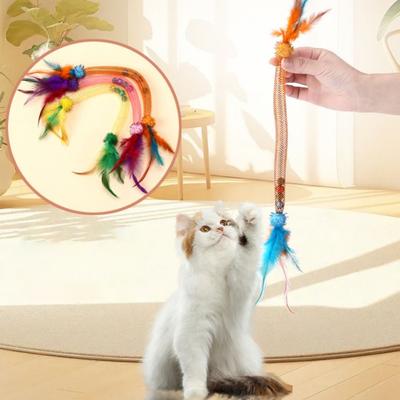 With Feathers & Bells Interactive Cat Toy Catnip Infused Relieve Boredom Cat Teaser Hunting Toy Bite Resistant