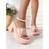 Women's Large Size Shoes New Fashion Transparent Strap Slipper Platform Waterproof Table Square Toe Shoes