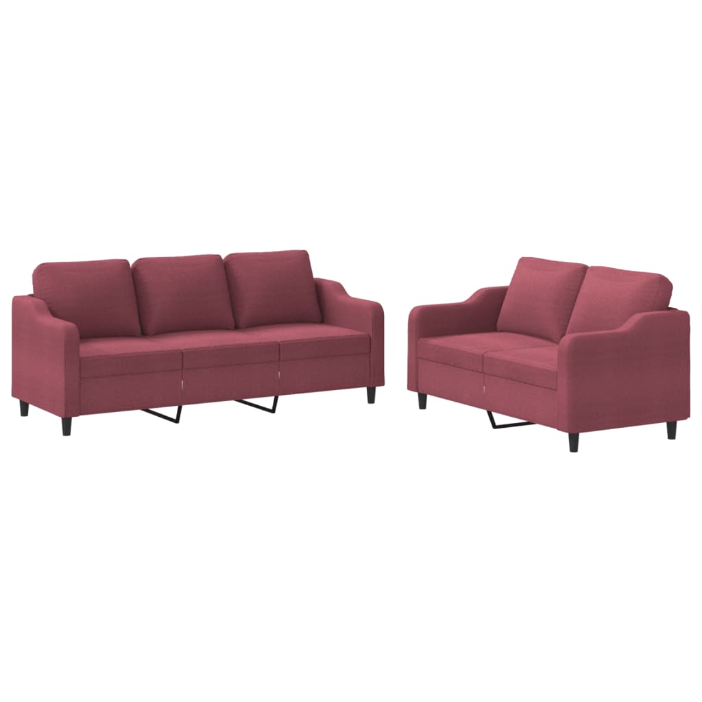 Vidaxl 2-Piece Lounge Set, Fabric Upholstered, Wine Red