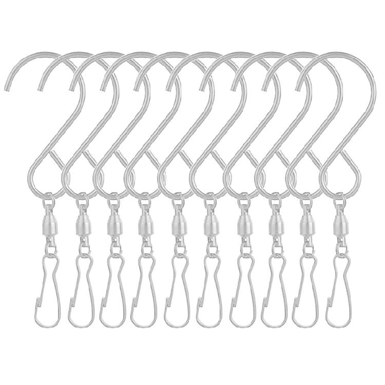 

10 Pack Swivel Hook Clips Practical S Hook for Hanging Wind Spinners Wind Chimes срібний