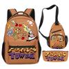 Klassisch Neuheit Eigenartig Cool Pizza Turm 3D Druck 3er Set Schultaschen Multifunktionale Reise Rucksack Brusttasche Federmäppchen