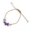 Popular Irregular Gravel Rough Stone Woven Wax Wire Bracelet Bohemian Tiger Eye Amethyst Beach Hand Rope B83