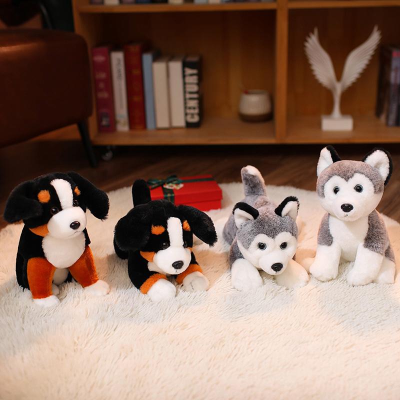 30cm Lovely Realistic Husky Beagle Bernese Mountain Dog Plush Toys Kawaii Imitation Fluffy Dog Stuffed Dolls Companion Toys