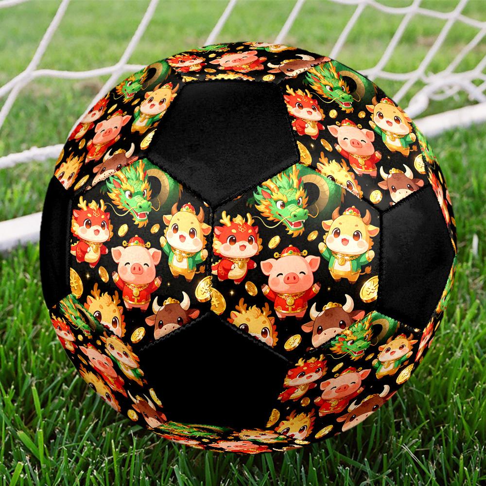 1pc Chinese New Year Celebration Size 5 Suitable for Training & Matches, Machine-Stitched, Wear-Resistant Anti-Slip Covering, Gift for Christmas, Birt Size 5