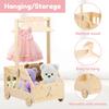Wood Baby Shower Crate Closet with Wheels Bear Car Shape Baby Shower Basket with Portable Handle for Pregnancy New Parent Home