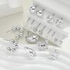 9 Pairs Bohemian Butterfly Earring Set for Women Silver Color Pearl Zircon Geometric Water Drop Earrings Daily Wear Jewelry Gift