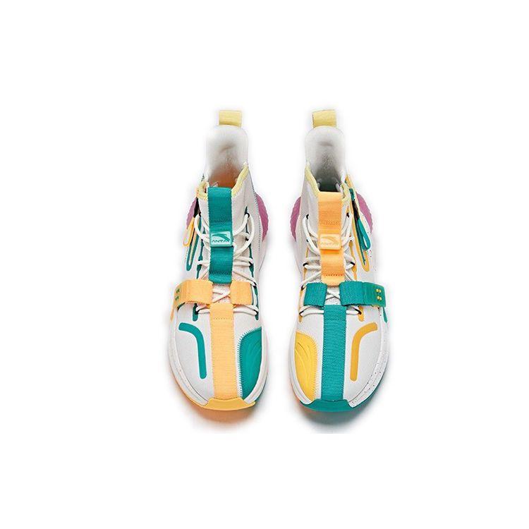 Anta Men Trendy Casual High Top Shoes White Green Yellow Pink 112011619-12