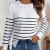 Women S Long Sleeve Crew Neck Striped Casual Pullover Sweater