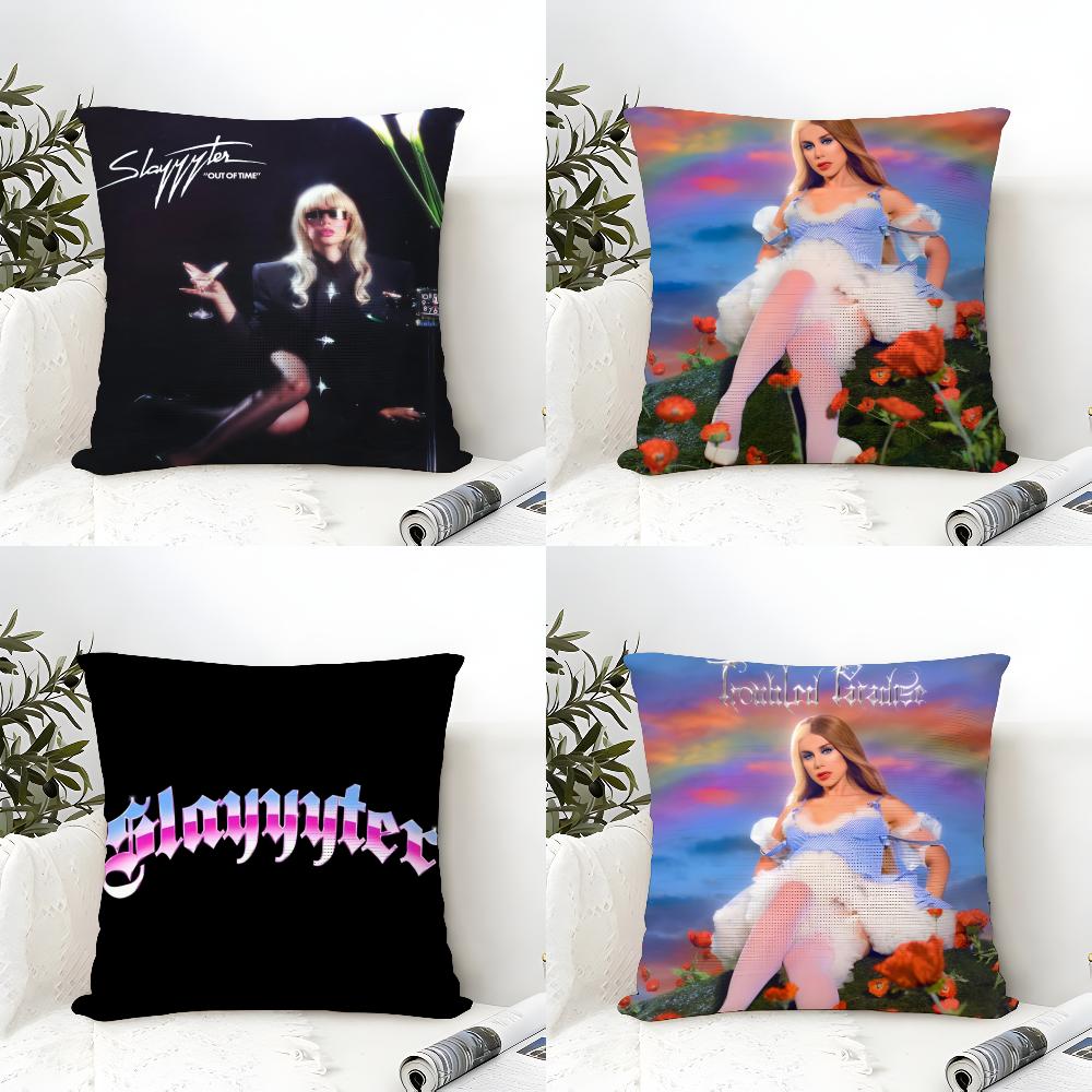 Music Singer Slayyyter S-Slayyyter 1 Pillow Case Linen Pillow Case Sofa Home Decor Cushion Cover Cushion Cove