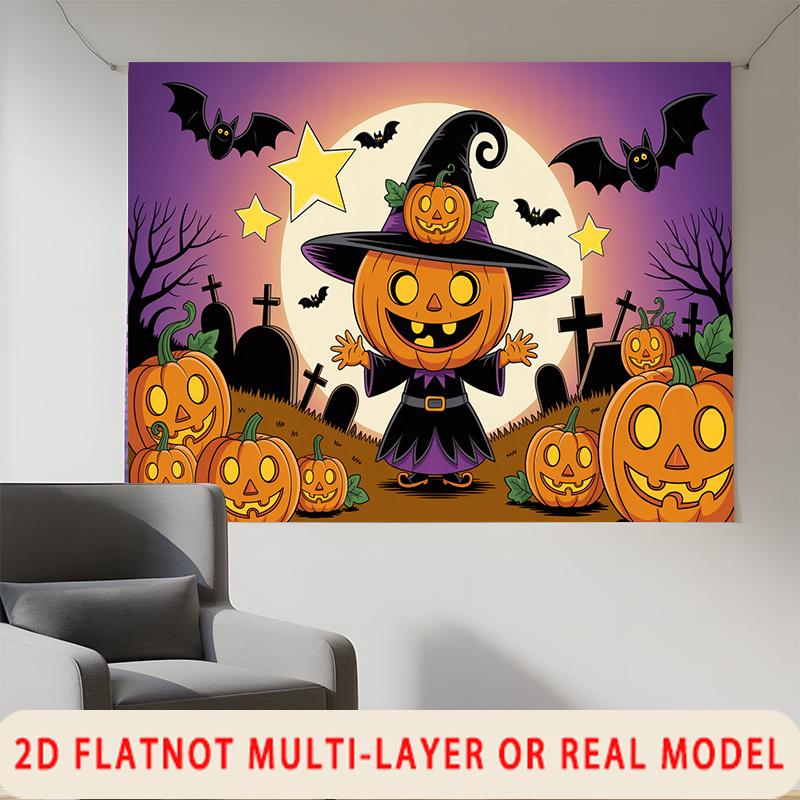 Party Backdrop Halloween Flat Spanish Witches Pumpkins Multi Layered Birthdays Showers Event Backdrop Decoration Front Door Decor