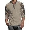 Top Masculino de Manga 3/4 Raglan Contrastante com Botões