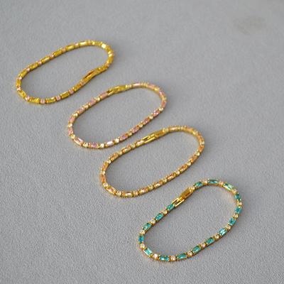 Design Color Contrasting Zirconium, Light Luxury High Sense Simple Fashion Versatile Thin Clasp Bracelet Jewelry
