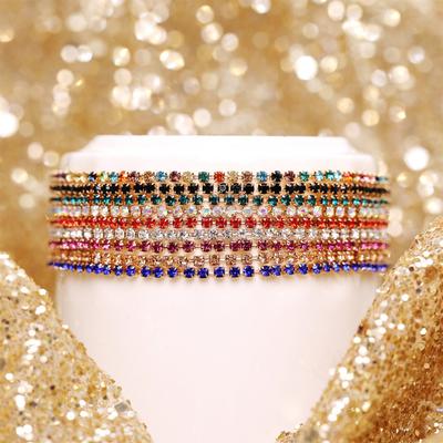 Multicolor Rhinestone Bracelet for Women Crystal Tennis Bracelet Beaded Stretch Strand Stacked Bracelet Fashion Gifts