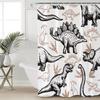 Dinosaur Sketch Shower Curtain: Fun, Vintage-Inspired Bathroom Decor for Playful, Educational Ambiance and Imaginative Touch