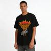 Vintage Skeleton Hand Holding Torch Print Cool Casual Short Sleeve T-Shirt Pure cotton T-shirt