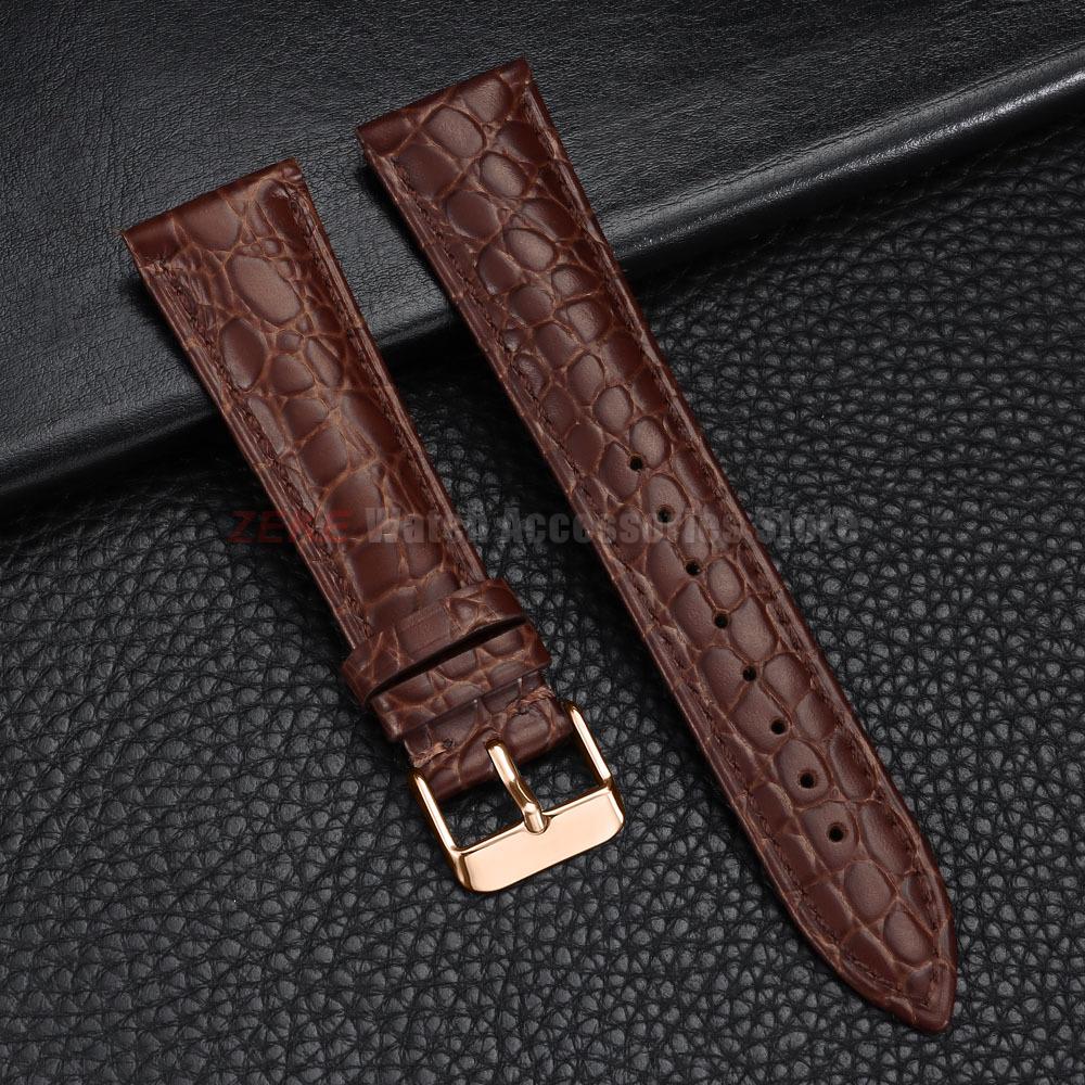 Crocodile Pattern Design Leather Watch Strap 18mm 19mm 20mm 21mm 22mm Soft Watchbands Business Wristwatch Band with Pin Buckle