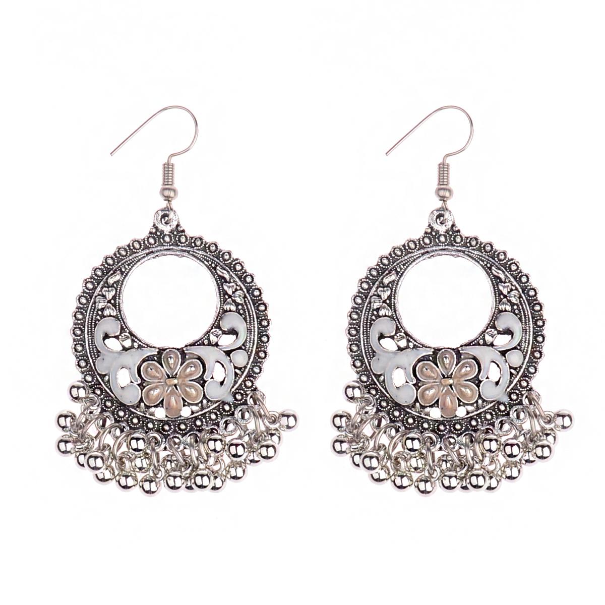 

TopHanqi Индийские серьги для женщин Антикварные Этнические медного цвета Маленькие колокольчики Серьги с кисточками в виде капель воды Турецкие Трайбл Цыганские Циркон