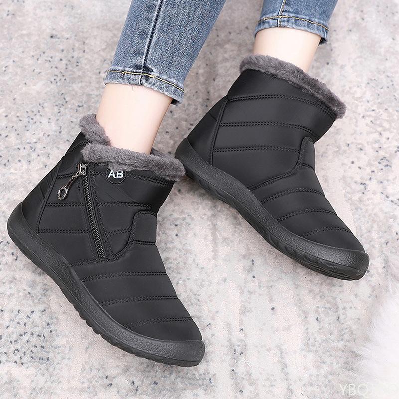Side Zipper High Top Snow Boots Winter New Model Thick Sole Lightweight Waterproof Comfortable Wear-Resistant Women'S Boots