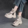 Johnature Breathable Hollow-out Boots Genuine Leather Lightweight Platform Sandals Thick Sole Women's Shoes