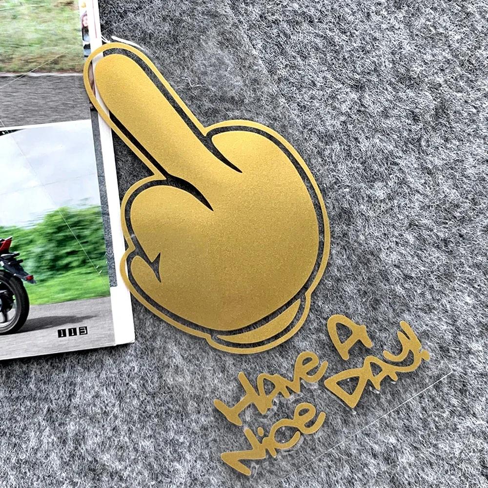 Middle Finger Refletor Moto Stickers Motorcycle Accessories Decals for Honda PCX125 Yamaha R1 Kawasaki z900 'HAVe A Nice DAY ! '