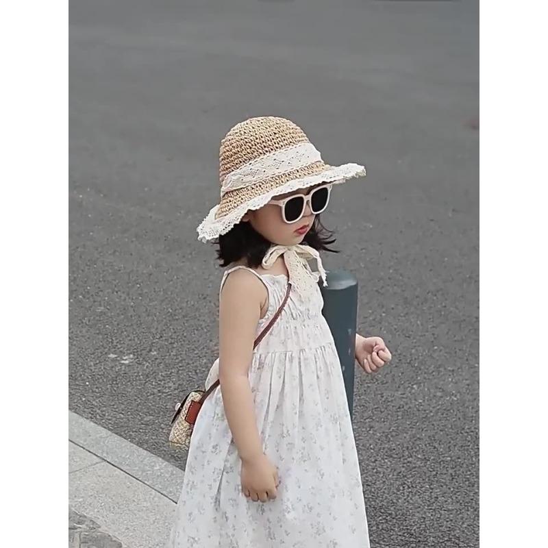 Children's Hat Girls Summer Straw Hat Girls Summer Female Treasure Sun Protection Bucket Hat Baby Beach Sun Hat