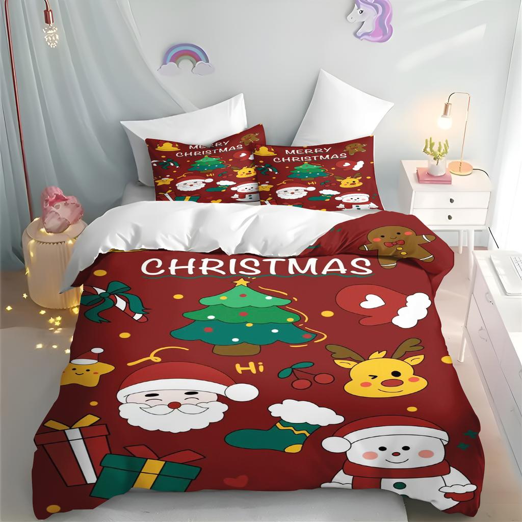 Merry Christmas Cover Quilt Cartoon Duvet Printing Home Breathable Children's Bedding Custom Made Set Kingreathable Bedding