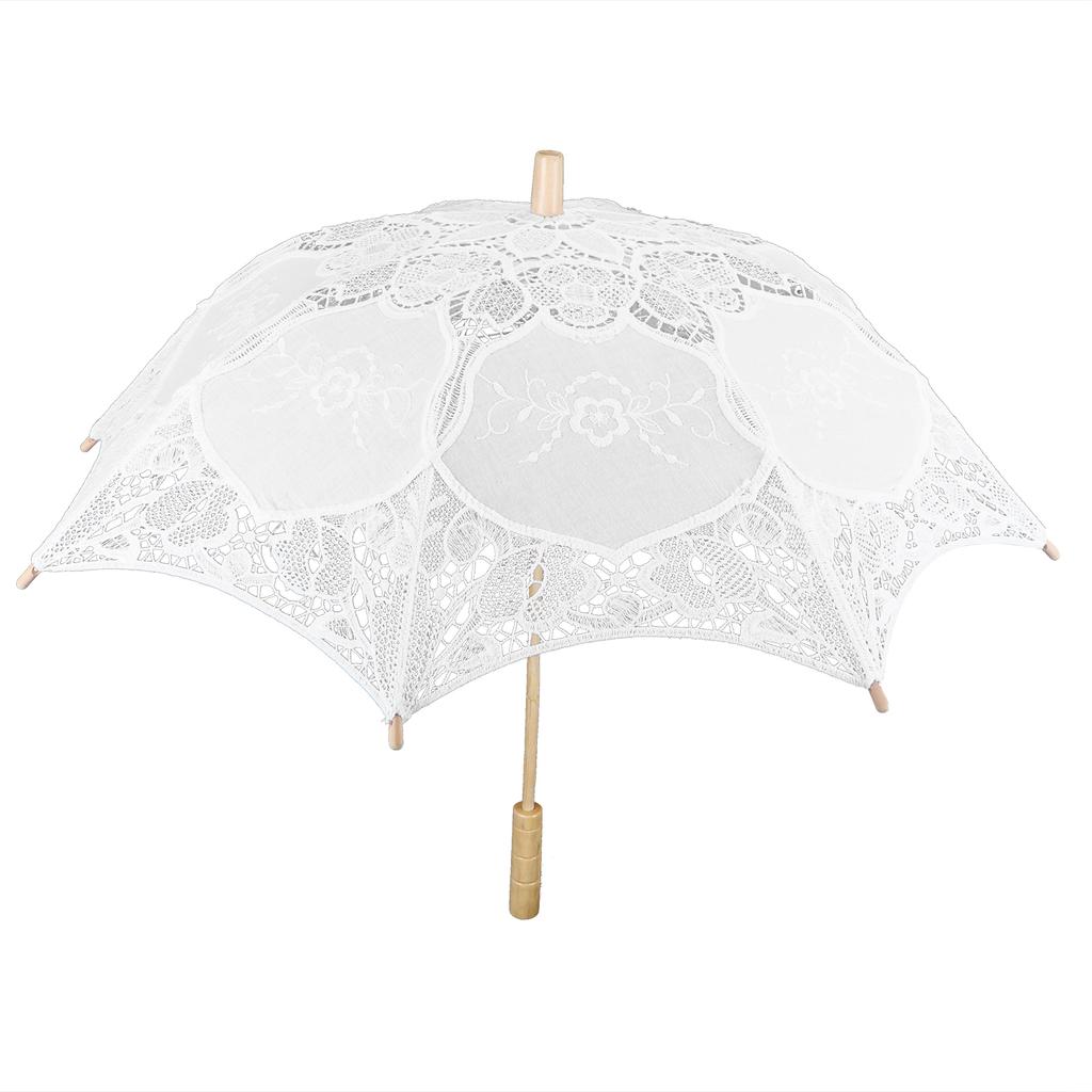 Lace Umbrella Wedding Bridal Parasol Umbrella for Photography Props Wedding SuppliesL White